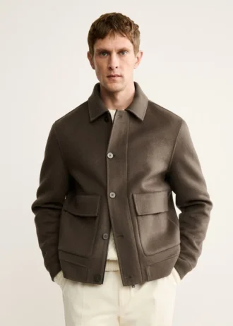 Ručně šitá vlněná bunda s kapsami