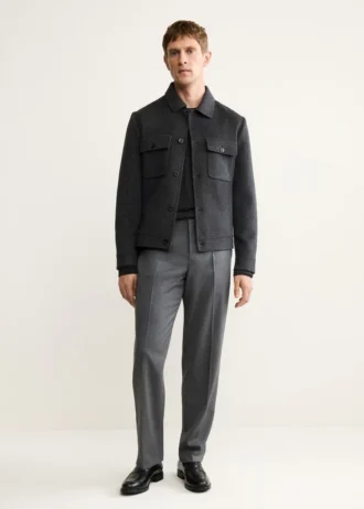 Ručně šitá vlněná bunda s kapsami