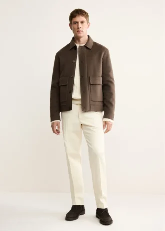 Ručně šitá vlněná bunda s kapsami