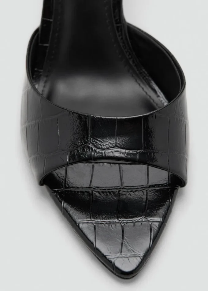 Sandály na podpatku s efektem krokodýlí kůže Sandály na podpatku s efektem krokodýlí kůže