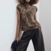 Saténová blůza s leopardím potiskem Saténová blůza s leopardím potiskem
