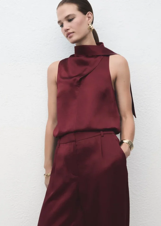 Saténové kalhoty se širokými nohavicemi Saténové kalhoty se širokými nohavicemi