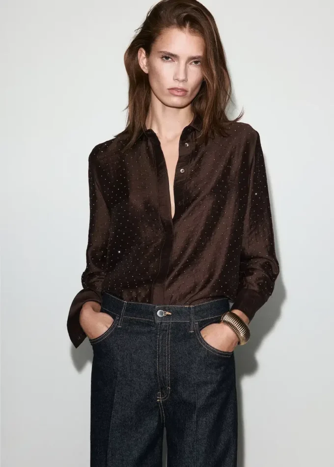 Saténová košile s kamínky Saténová košile s kamínky