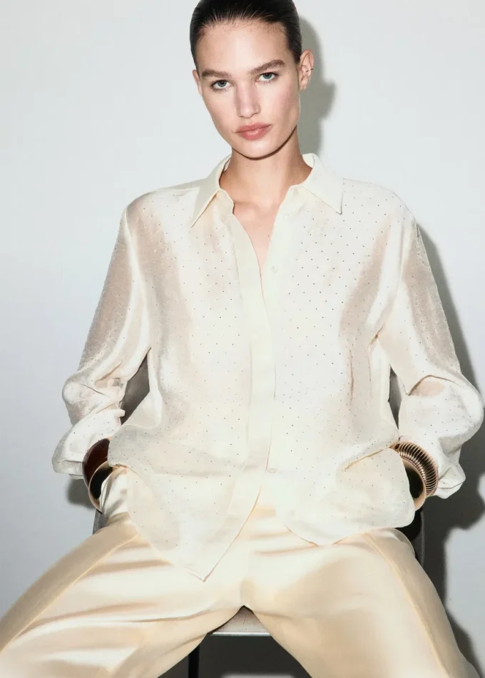 Saténová košile s kamínky Saténová košile s kamínky