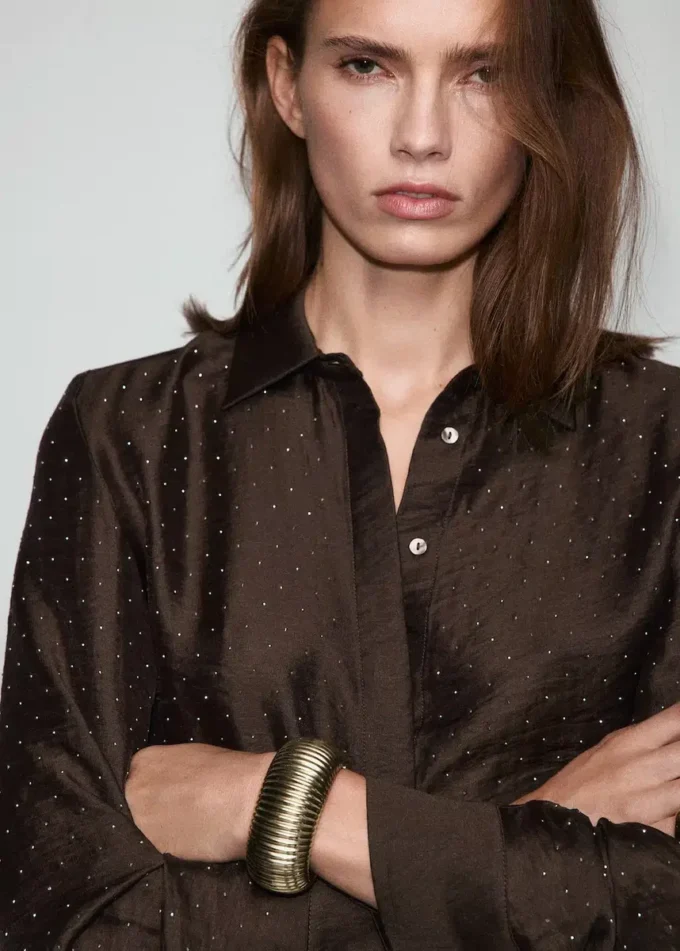 Saténová košile s kamínky Saténová košile s kamínky