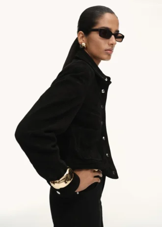 Semišová kožená bunda s knoflíky