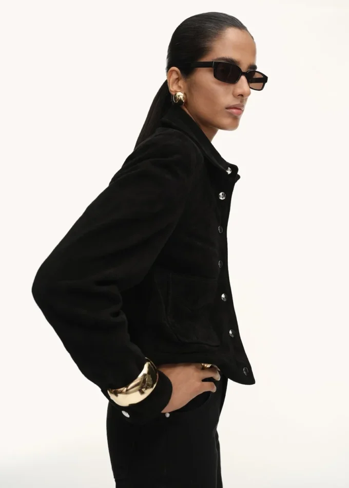 Semišová kožená bunda s knoflíky Semišová kožená bunda s knoflíky