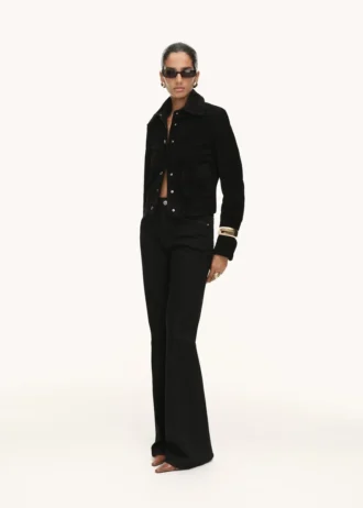 Semišová kožená bunda s knoflíky