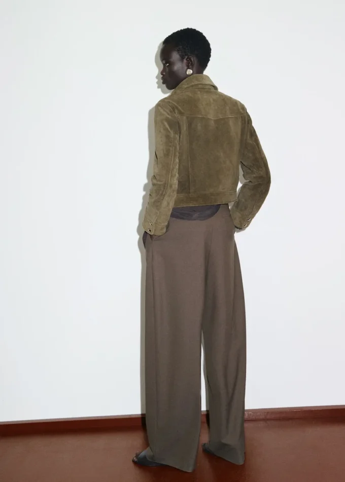 Semišová kožená bunda s knoflíky Semišová kožená bunda s knoflíky