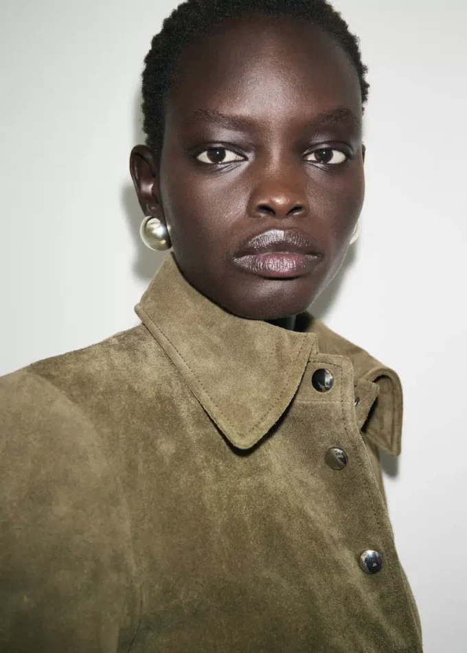 Semišová kožená bunda s knoflíky Semišová kožená bunda s knoflíky