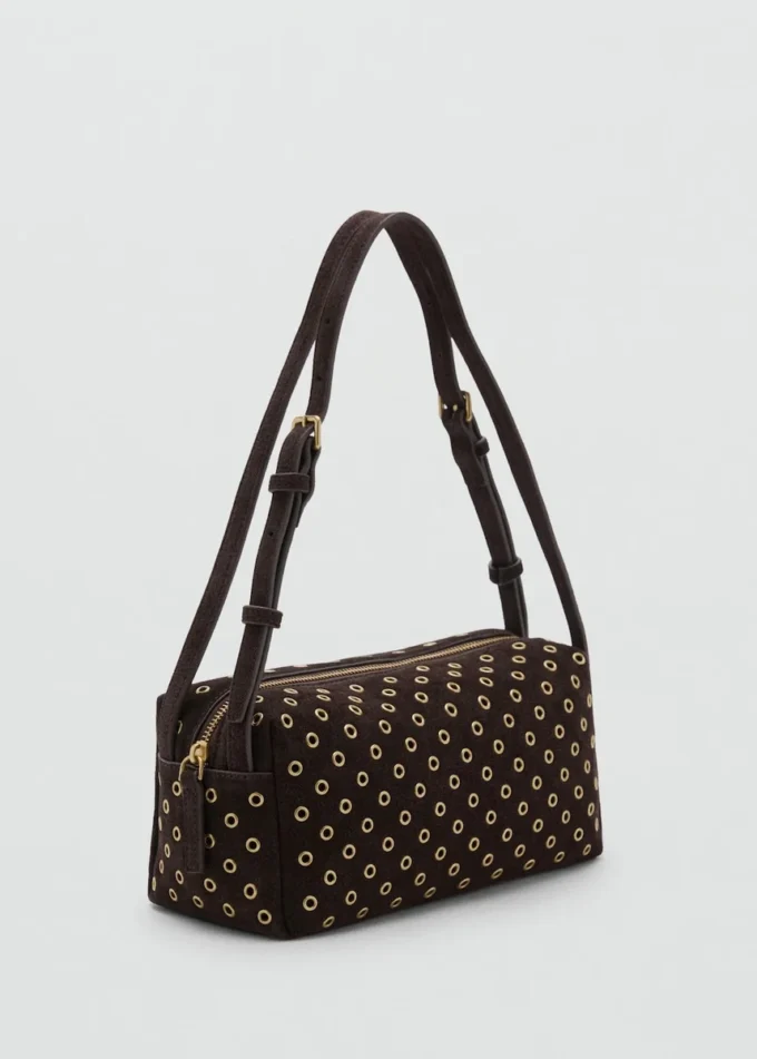 Semišová taška přes rameno s očky Semišová taška přes rameno s očky