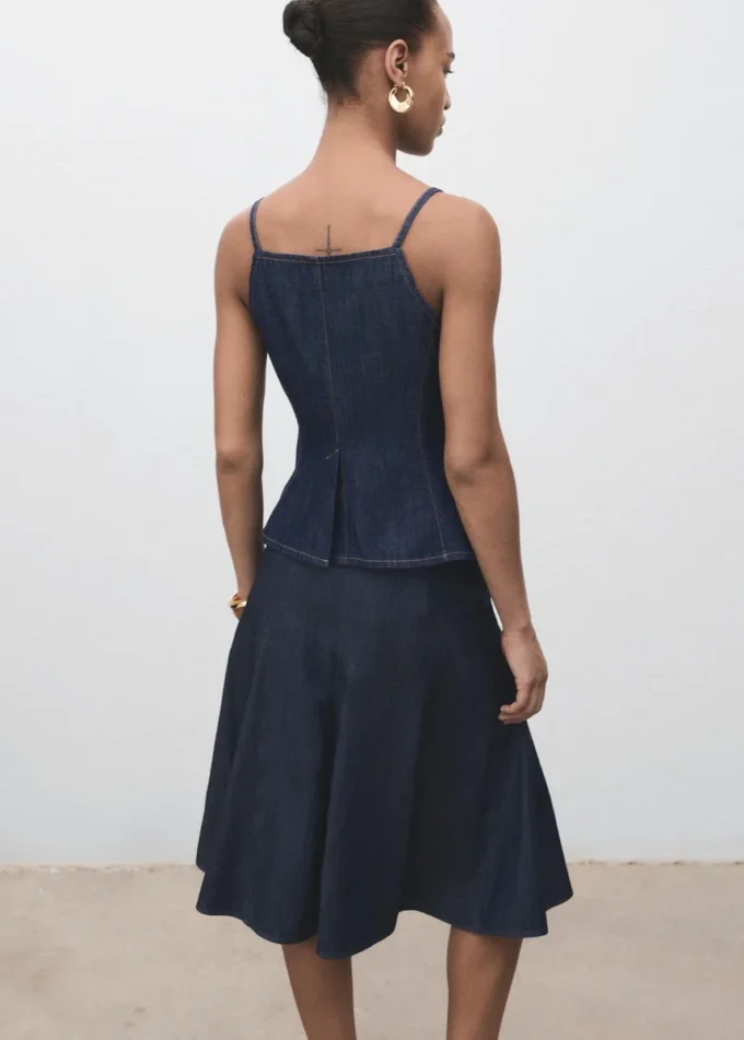 Skládaná džínová sukně Skládaná džínová sukně