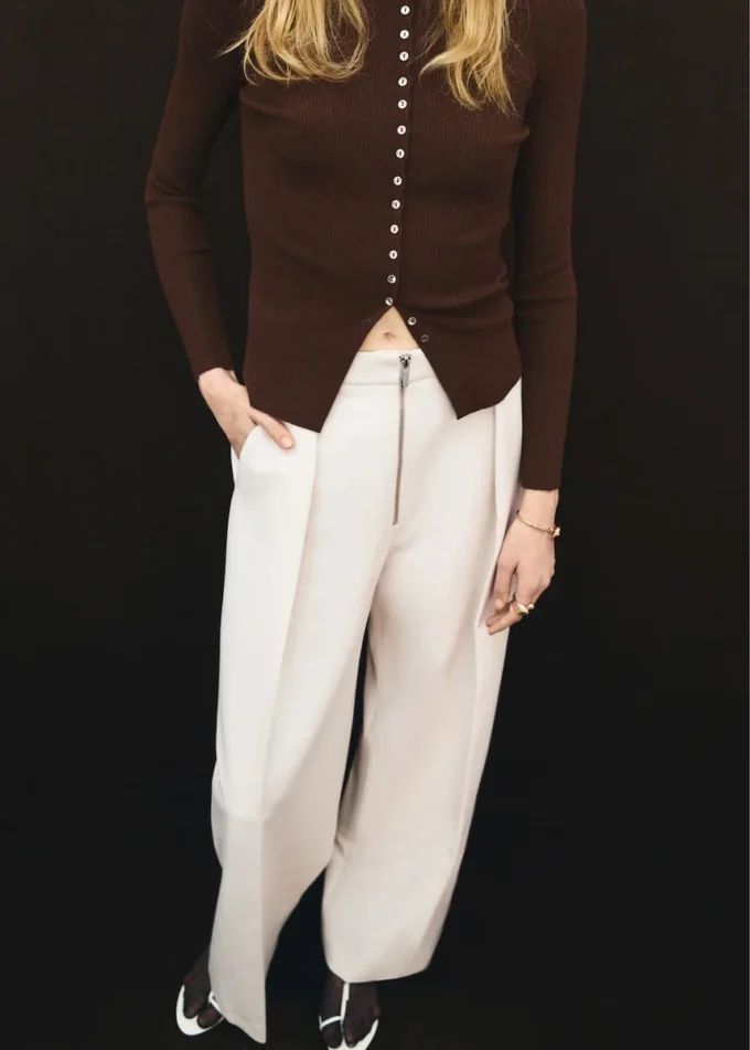 Skládané kalhoty se zipem Skládané kalhoty se zipem