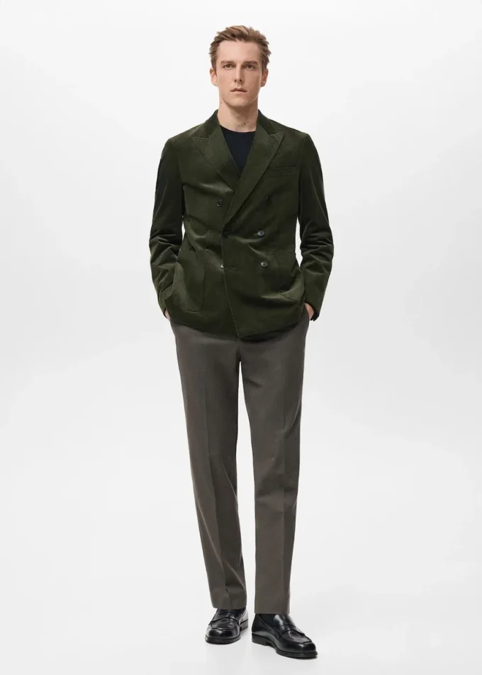 Slim fit dvouřadová manšestrová bunda Slim fit dvouřadová manšestrová bunda