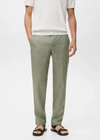 Slim fit kalhoty ze 100% lnu