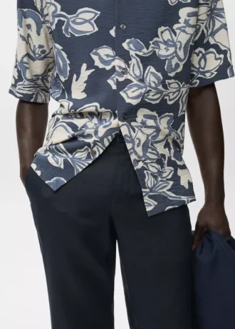 Slim fit kalhoty ze 100% lnu