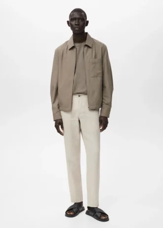 Slim fit kalhoty ze 100% lnu