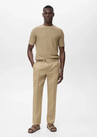 Slim fit kalhoty ze 100% lnu