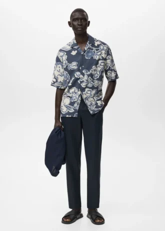 Slim fit kalhoty ze 100% lnu