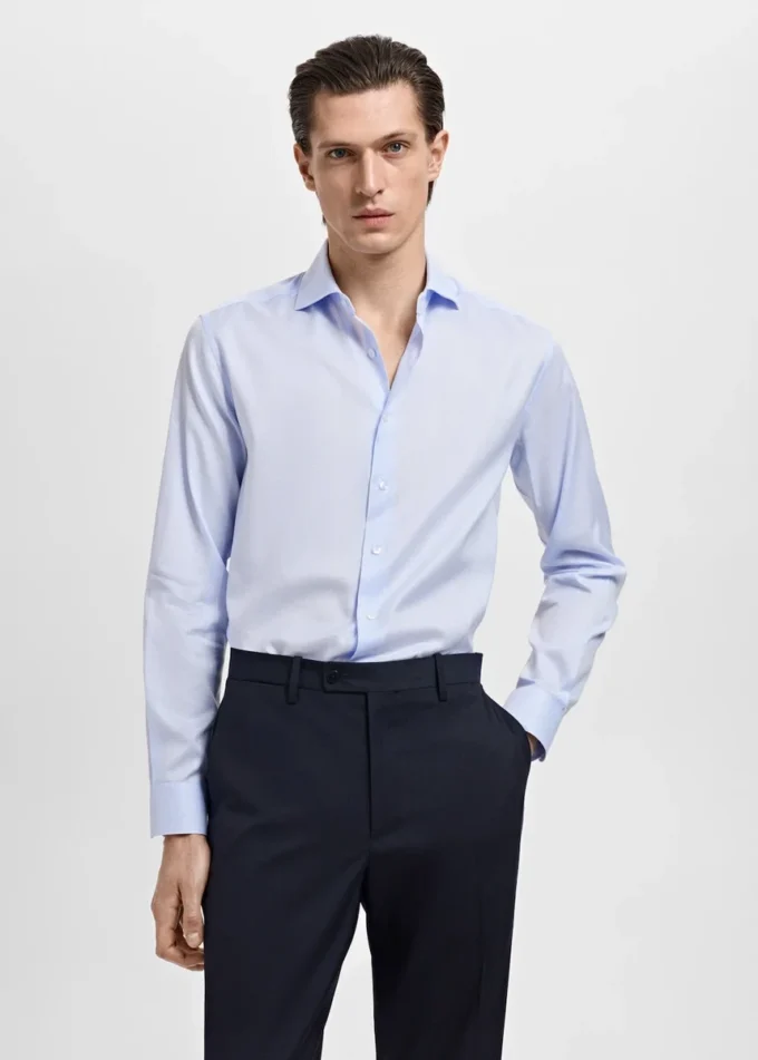 Slim fit košile z kepru s mikro potiskem Slim fit košile z kepru s mikro potiskem