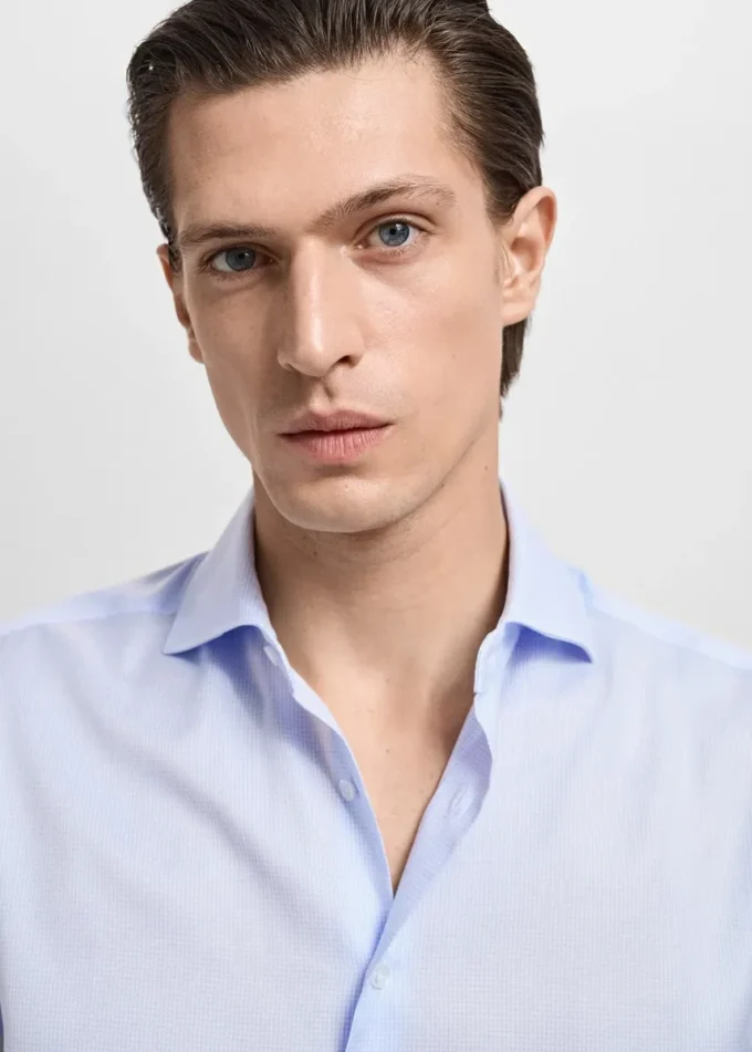 Slim fit košile z kepru s mikro potiskem Slim fit košile z kepru s mikro potiskem