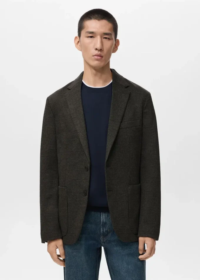 Slim fit sako s mikro kostkou Slim fit sako s mikro kostkou