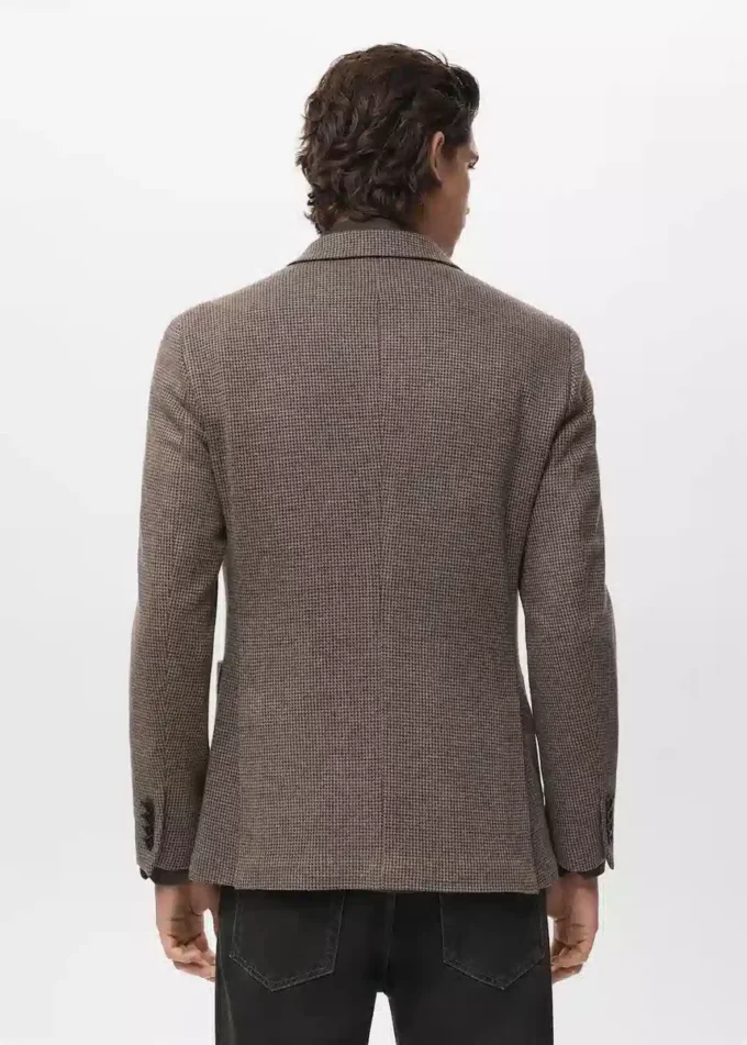 Slim fit sako s mikro vzorem pepř a sůl