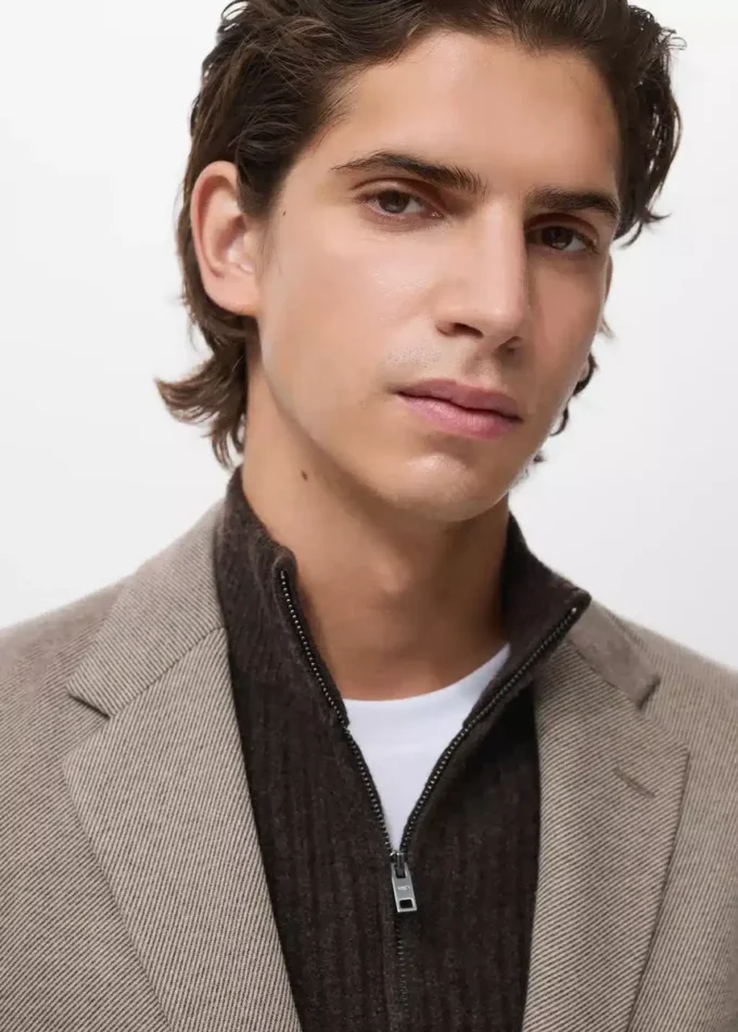 Slim fit sako s mikro vzorem pepř a sůl Slim fit sako s mikro vzorem pepř a sůl