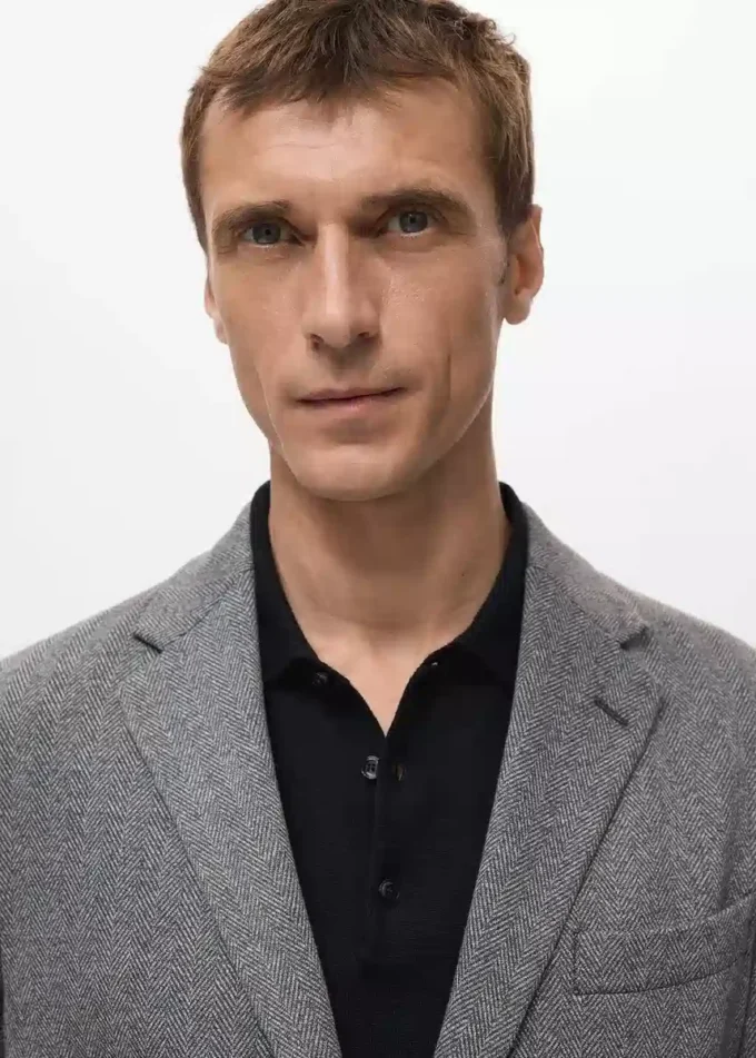 Slim fit sako s rybí kostkou Slim fit sako s rybí kostkou