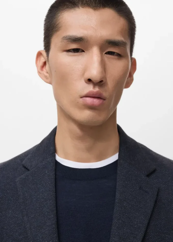 Slim fit sako s rybí kostkou Slim fit sako s rybí kostkou