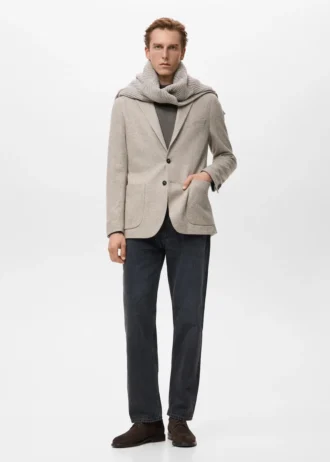 Slim fit sako z melírované vlny