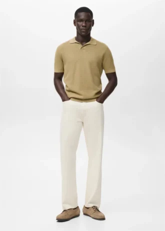 Strukturované bavlněné pletené polo tričko