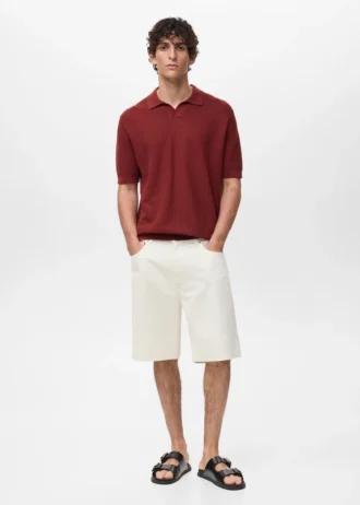 Strukturované bavlněné pletené polo tričko