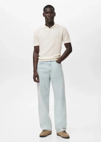 Strukturované bavlněné pletené polo tričko