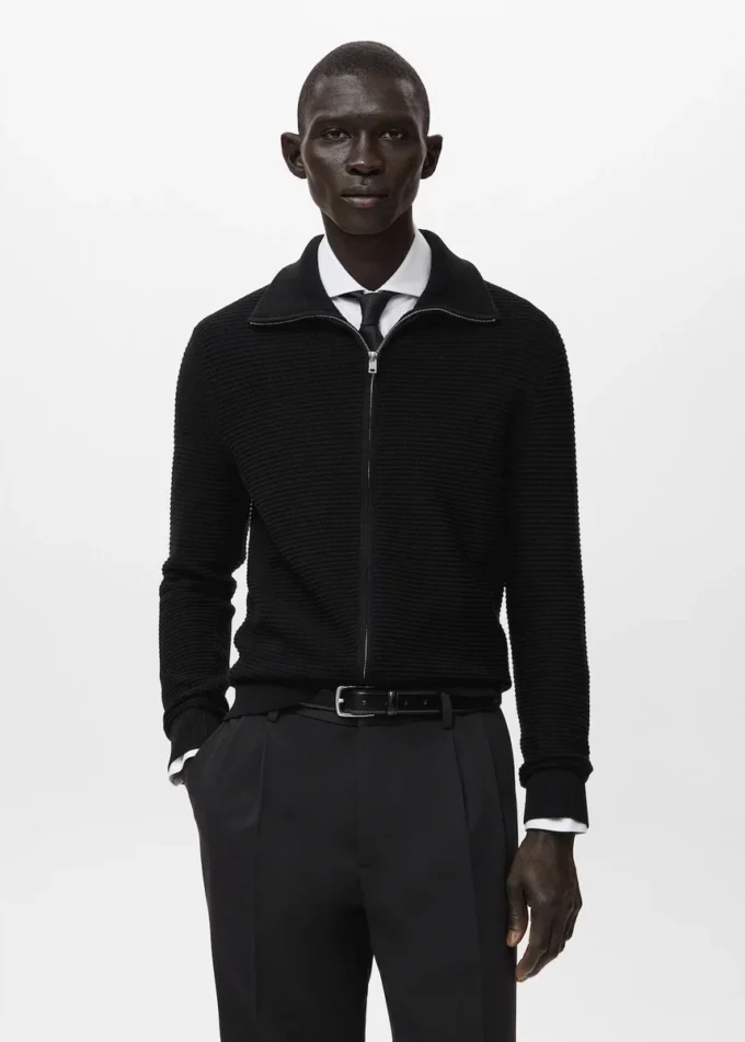 Strukturovaný pletený kardigan se zipem