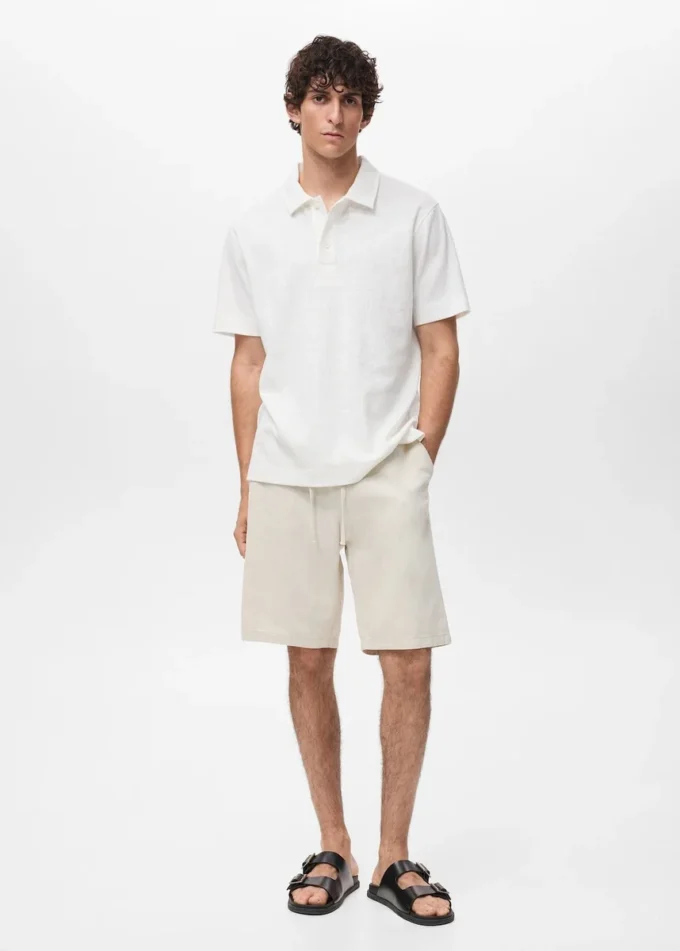 Strukturované pletené polo tričko Strukturované pletené polo tričko