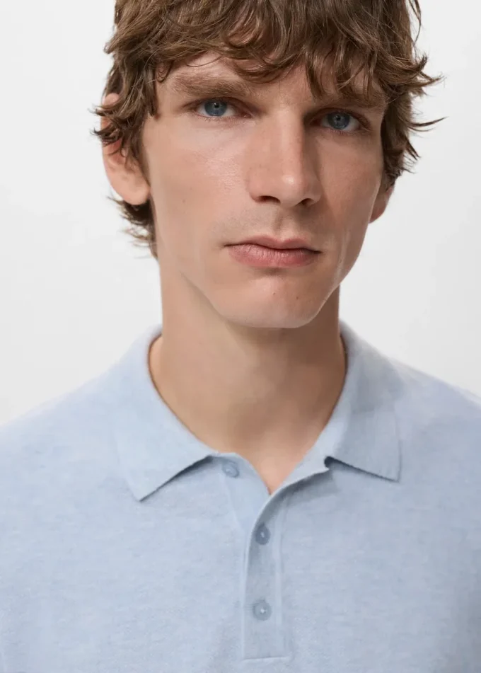 Strukturované úzké polo tričko z úpletu Strukturované úzké polo tričko z úpletu