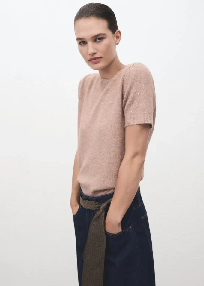 Svetr s krátkými rukávy a lurexem Svetr s krátkými rukávy a lurexem