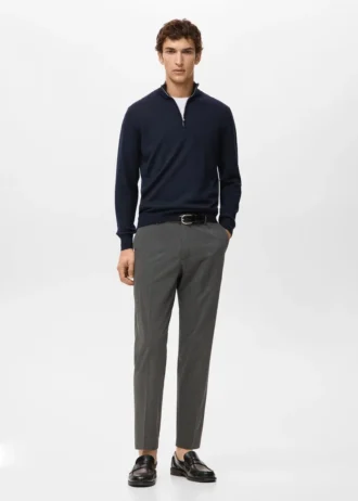 Svetr se zipem u krku ze 100% merino vlny