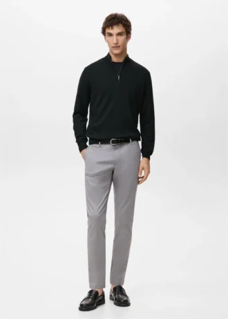 Svetr se zipem u krku ze 100% merino vlny