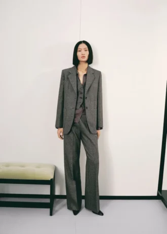 Tečkované vlněné kalhoty