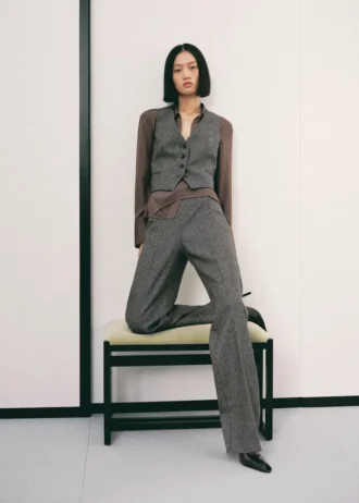 Tečkované vlněné kalhoty