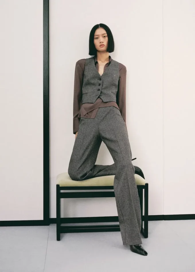 Tečkované vlněné kalhoty Tečkované vlněné kalhoty