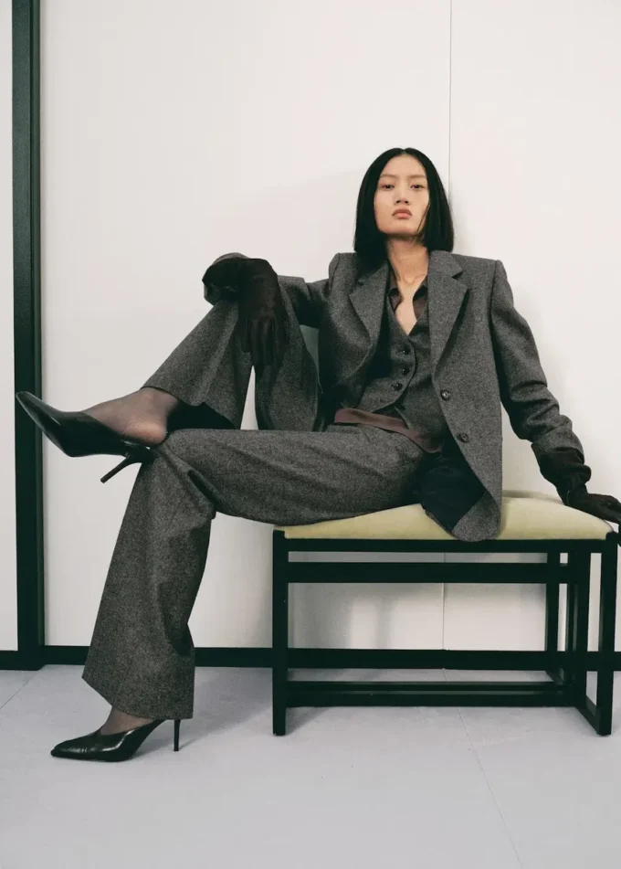 Tečkované vlněné kalhoty Tečkované vlněné kalhoty