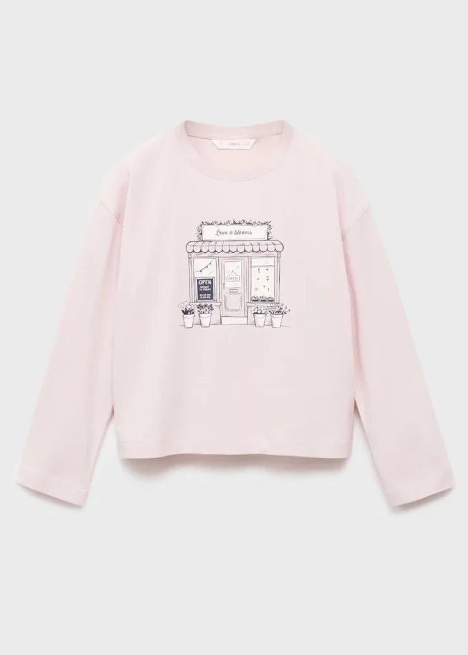 Tričko s potiskem a dlouhým rukávem MANGO USA Tričko s potiskem a dlouhým rukávem MANGO USA