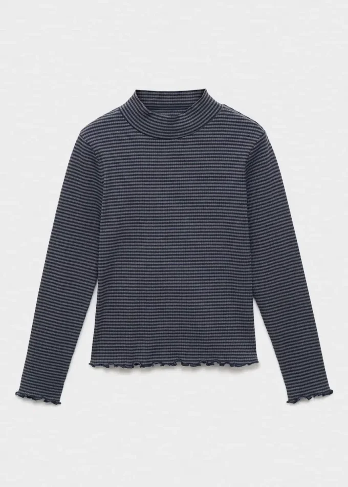 Tričko s pruhy a vroubkovaným lemem Tričko s pruhy a vroubkovaným lemem