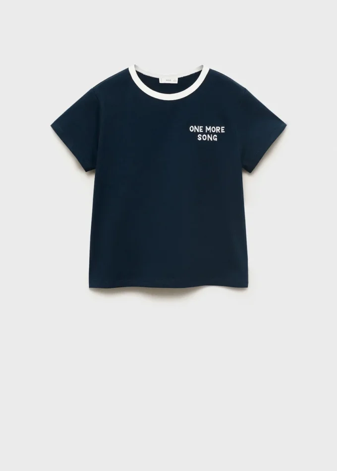 Tričko s vyšívaným kontrastním límcem Tričko s vyšívaným kontrastním límcem