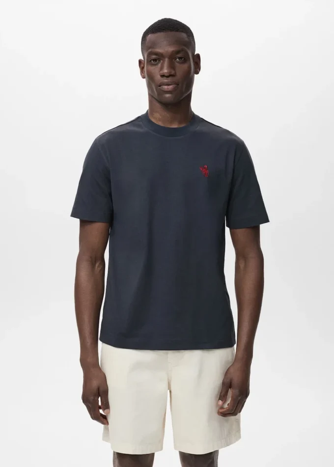 Tričko ze 100% bavlny s vyšívaným detailem Tričko ze 100% bavlny s vyšívaným detailem