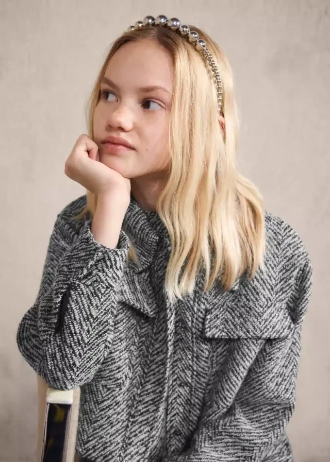 Tvídová bunda s lurexovými detaily