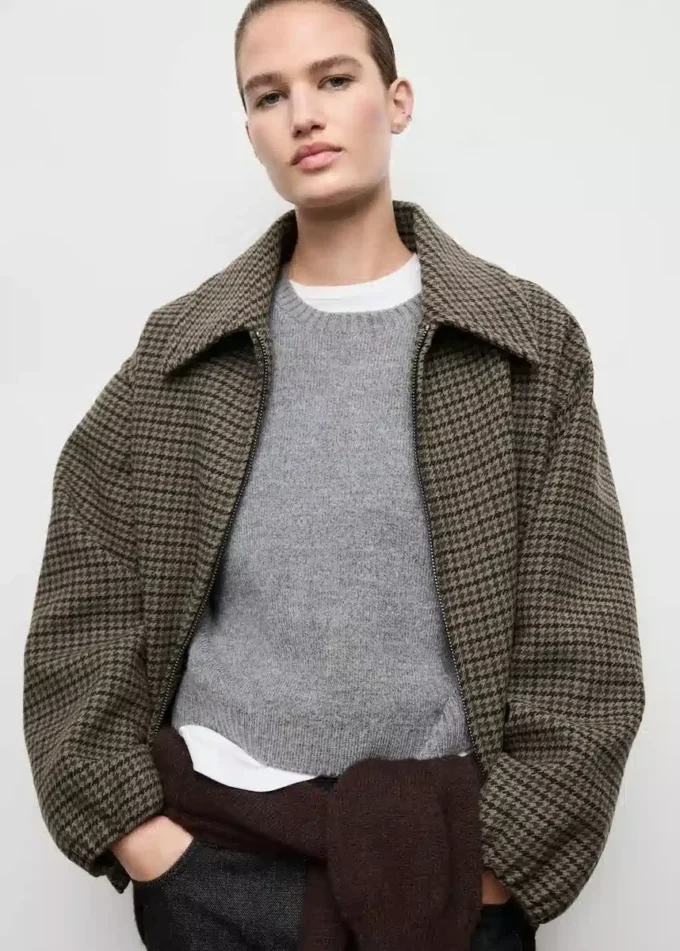 Vlněná bunda s pepřovým vzorem Vlněná bunda s pepřovým vzorem